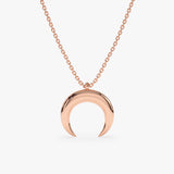 solid 14k Rose Gold Crescent Necklace