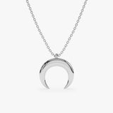 solid White Gold Crescent pendant Necklace