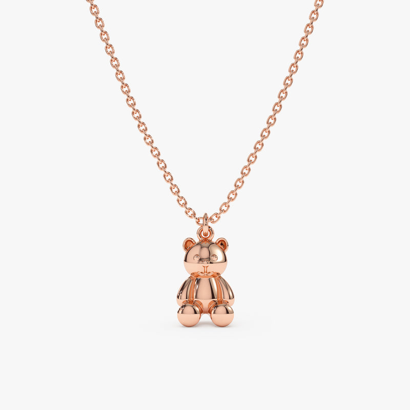 solid Rose Gold Teddy Bear Necklace