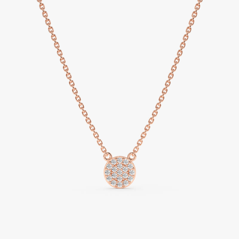 Rose Gold Diamond Disc Necklace