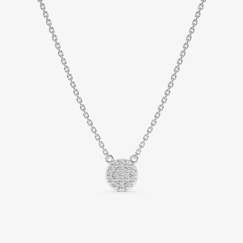 White Gold Diamond Disc Necklace