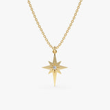 solid Yellow Gold Diamond North Star Necklace