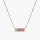 Rose Gold natural Sapphire Rainbow Necklace