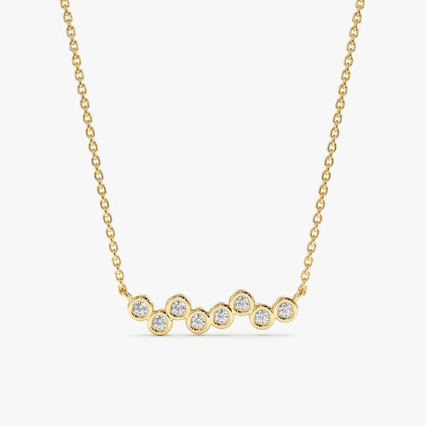 solid Yellow Gold Diamond bezel Bubbles pendant Necklace