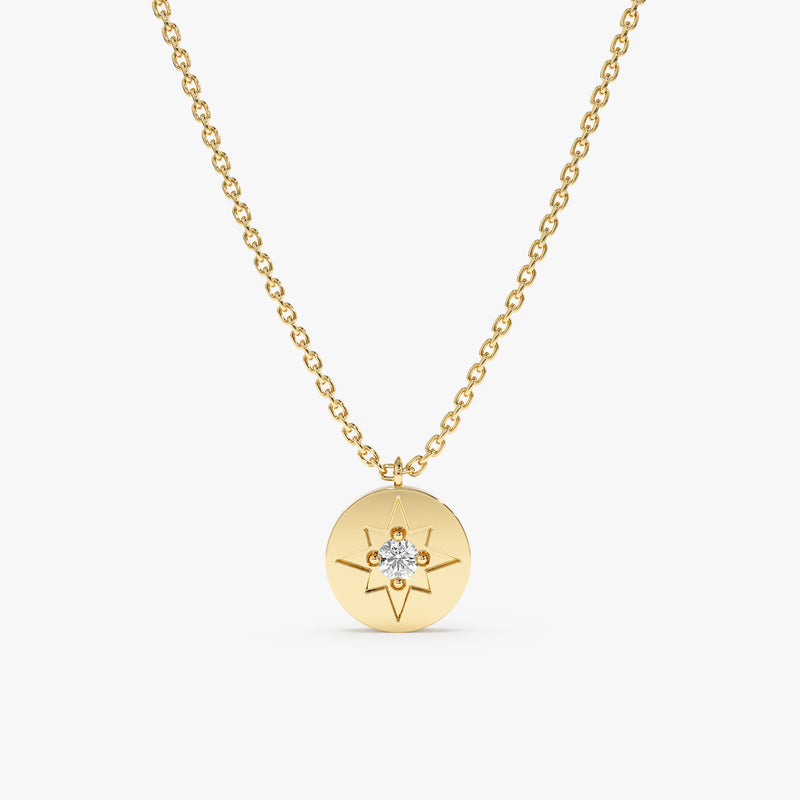 Yellow Gold Diamond Starburst Necklace