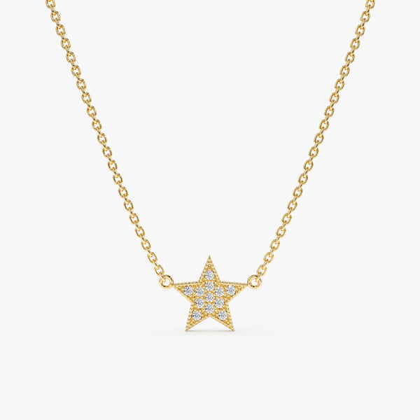 Yellow Gold Mini Diamond Star Necklace