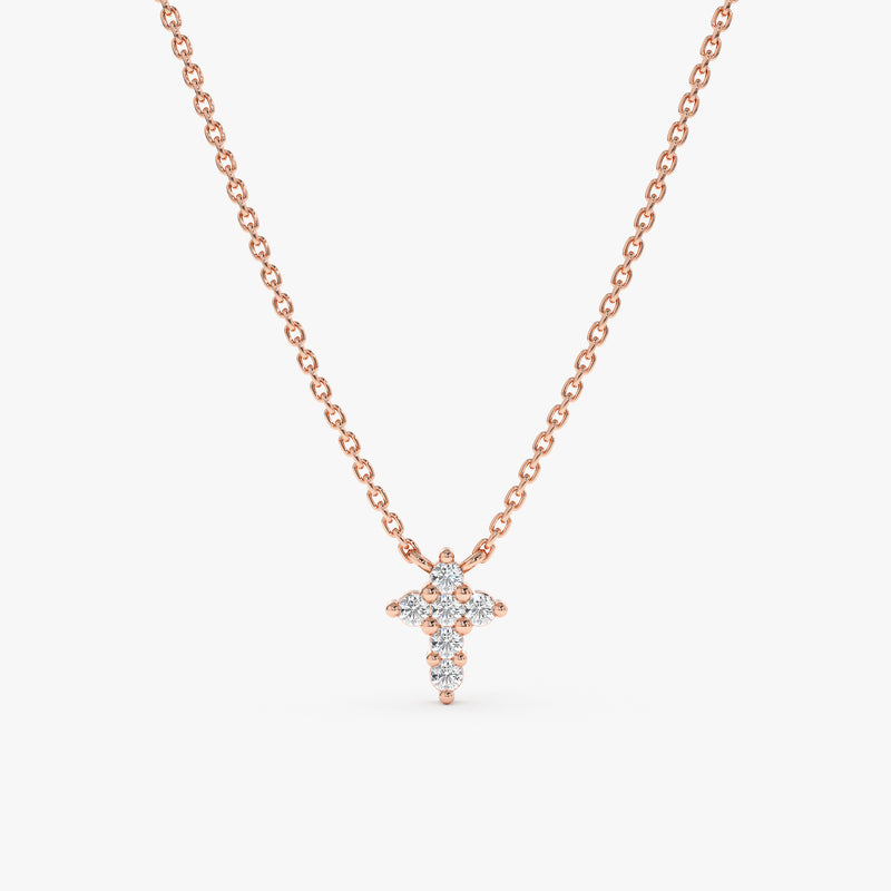 Rose Gold Diamond Cross Necklace