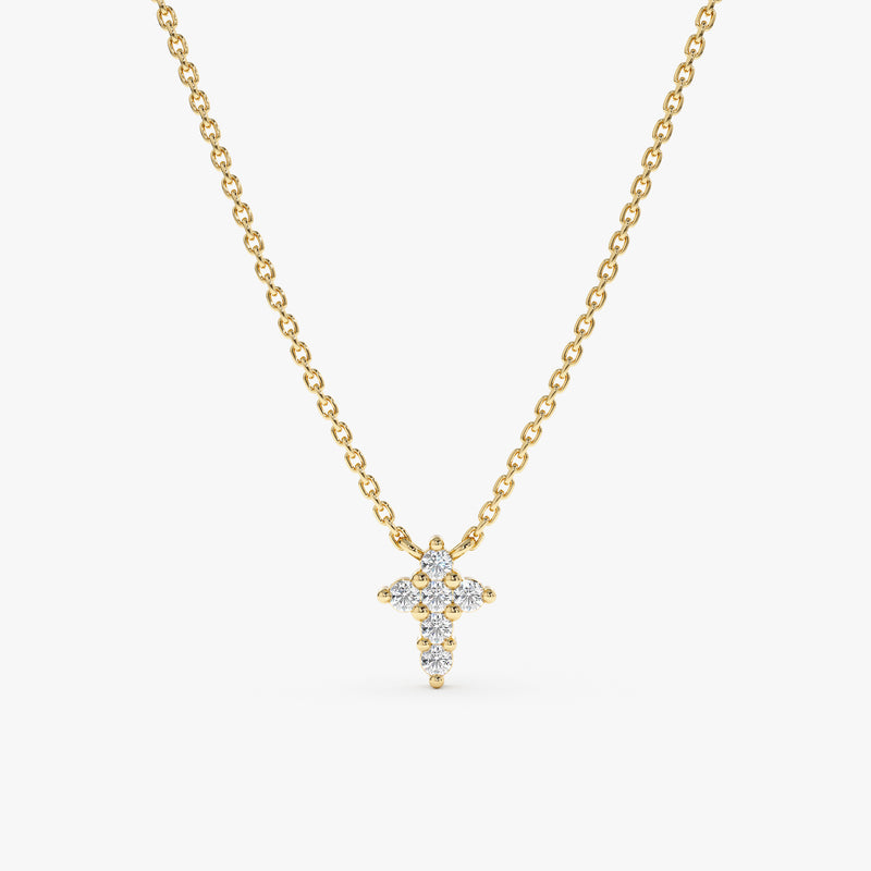 Yellow Gold Diamond Cross Necklace