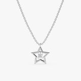 White Gold Prong Diamond in Star Pendant