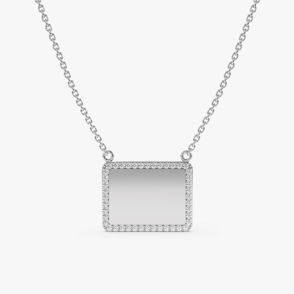 White Gold Diamond Name Plate Necklace