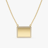 Yellow Gold Diamond Name Plate Necklace