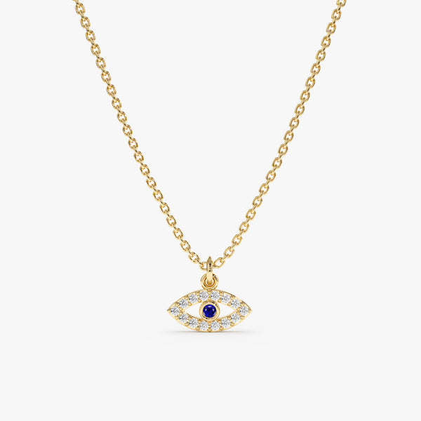 14k Gold Diamond Evil Eye Necklace / 14k Gold Necklace / Diamond Necklace /  Good Luck Necklace / Valentines Day Sale - Etsy