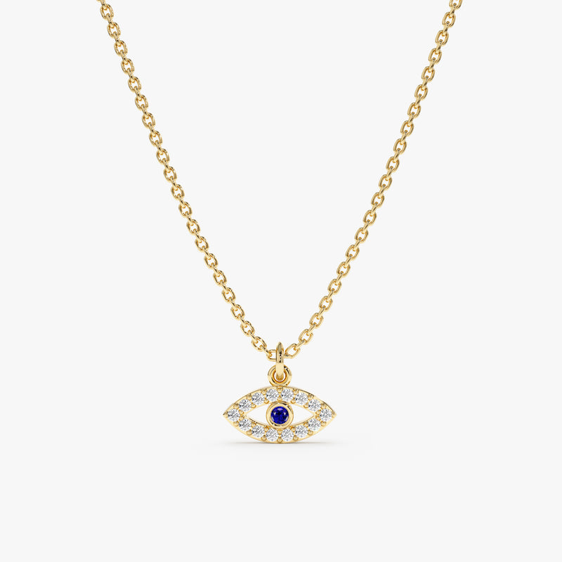 Diamond + Sapphire Evil Eye Necklace | BE LOVED Jewelry
