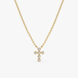 Yellow Gold Diamond Cross Necklace