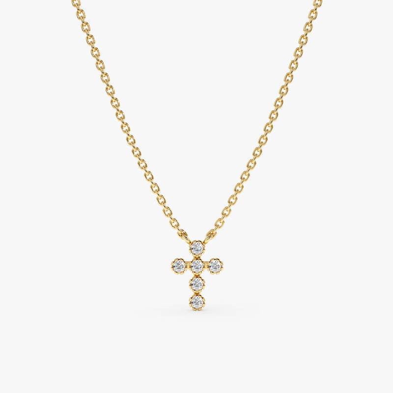 Yellow Gold Diamond Cross Necklace