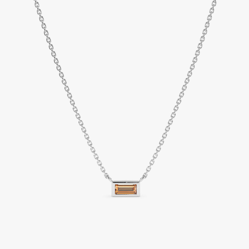 14k White Gold Natural Citrine Pendant necklace