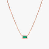 Rose Gold Baguette Emerald Necklace