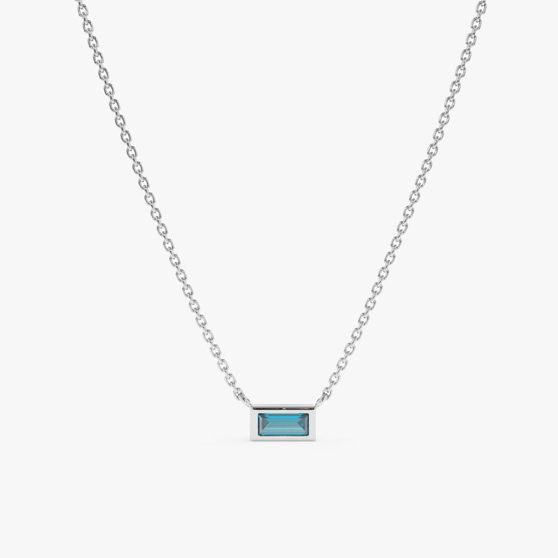 White Gold Handmade London Topaz Necklace