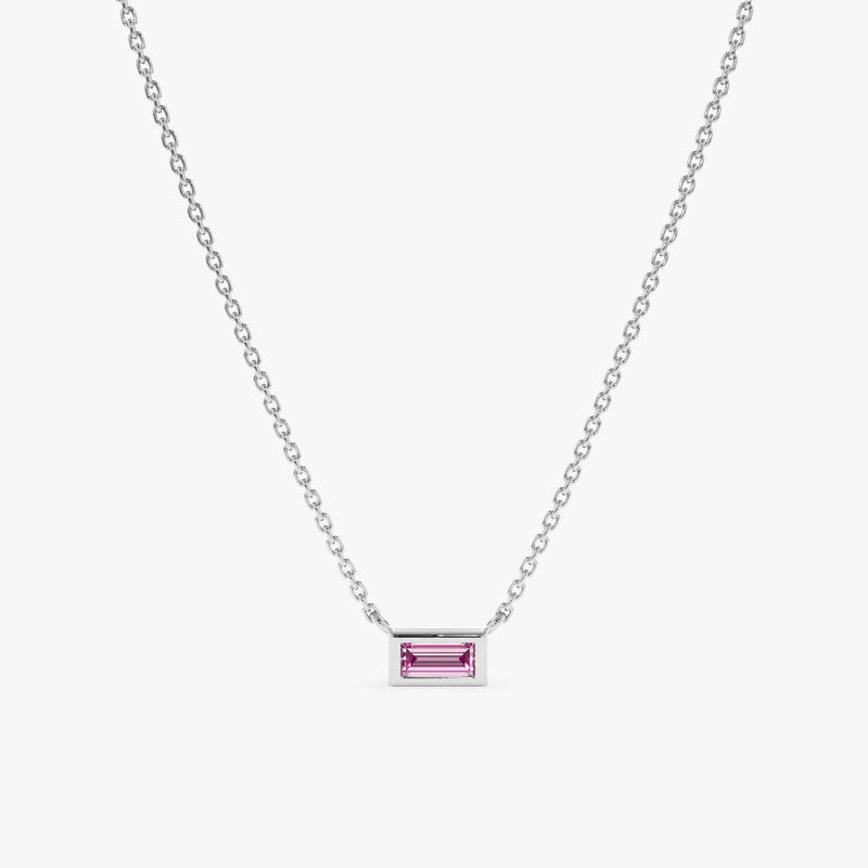 White Gold Natural Pink Sapphire Pendant