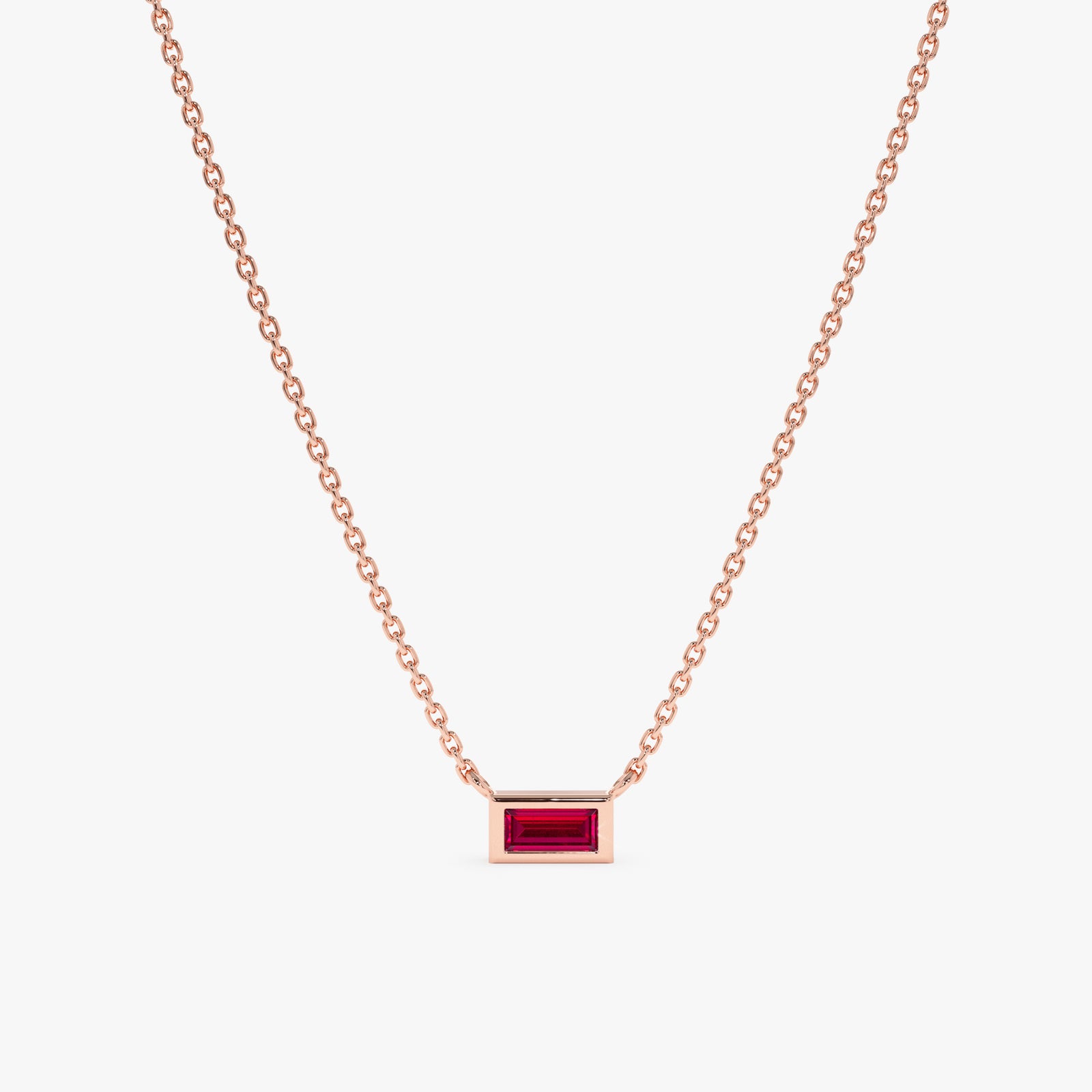 Top Baguette And Round Cut Red Ruby Diamond 14k White Gold Over Delicate Pendant With 18'' Chain Necklace for Women Valentines Day Gift For Her.