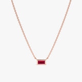 Rose Gold Baguette Ruby Necklace