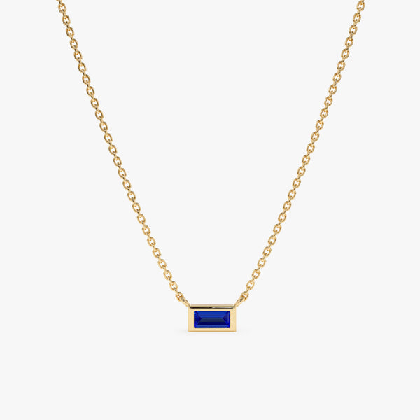 Yellow Gold Baguette Sapphire Necklace