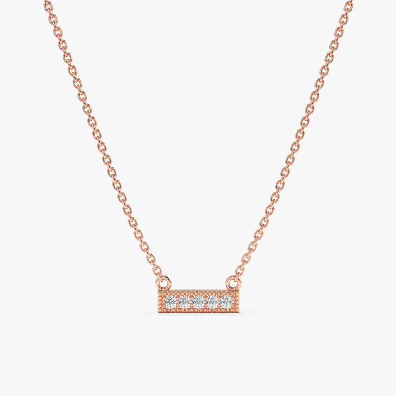 Rose Gold Diamond Bar Necklace