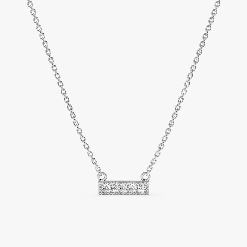 White Gold Diamond Bar Necklace