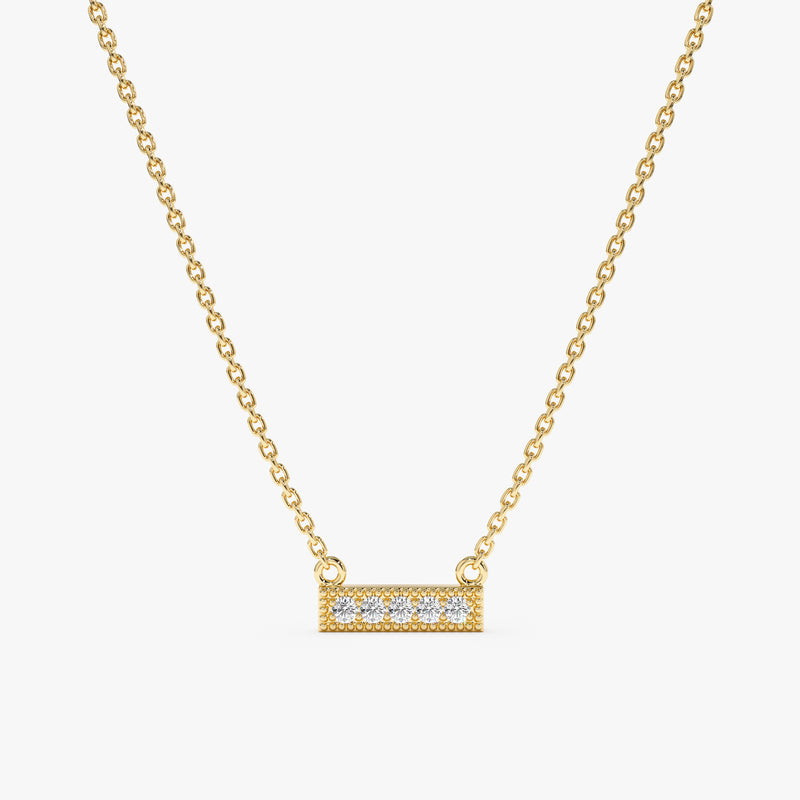 Yellow Gold Diamond Bar Necklace