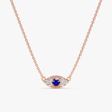 Rose Gold Evil Eye sapphire diamonds Necklace