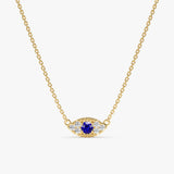 Yellow Gold Diamond and Sapphire Evil Eye Necklace