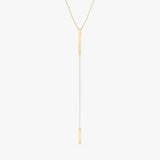 Yellow Gold Diamond Lariat ID Plate Necklace