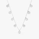 White Gold Dangling Disc Necklace