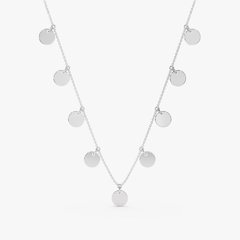 White Gold Dangling Disc Necklace