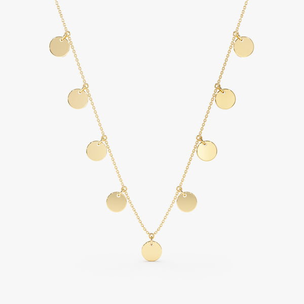 Yellow Gold Layering Disc Necklace