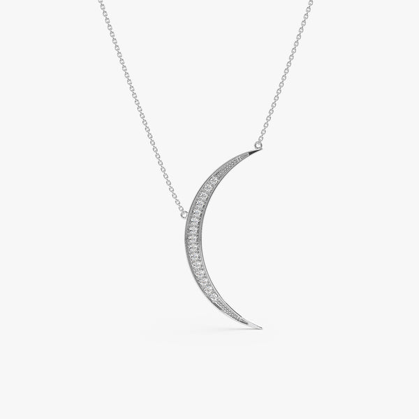 White Gold Diamond Moon Necklace