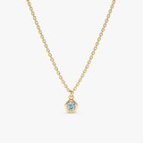 Yellow Gold Bezel Aquamarine Necklace