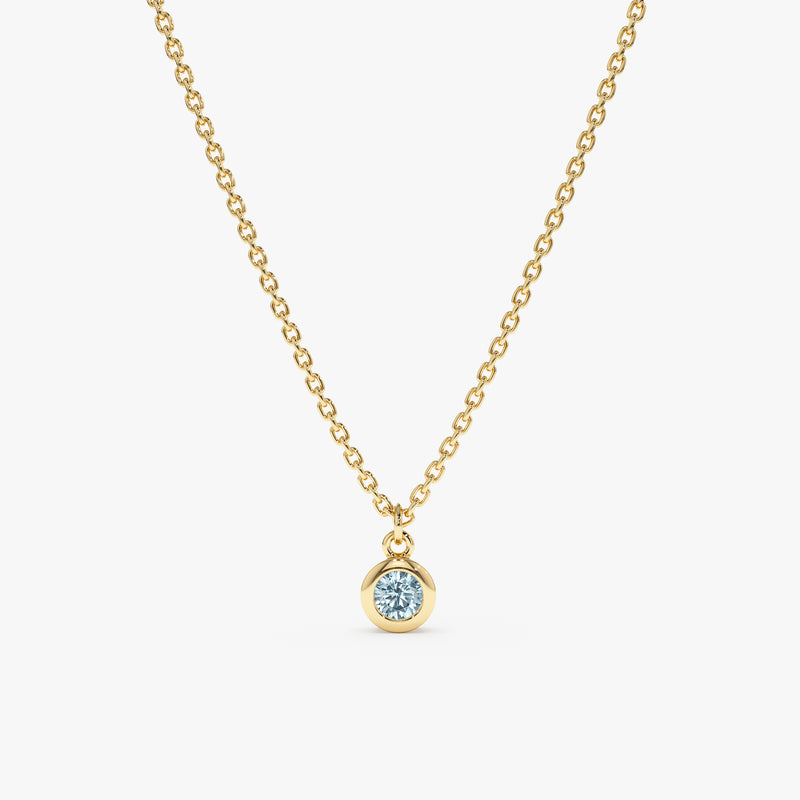 Yellow Gold Bezel Aquamarine Necklace