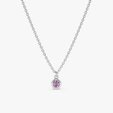 14k White Gold natural Amethyst bezel Necklace