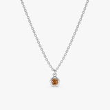 White Gold Bezel Citrine Necklace