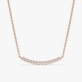 Rose Gold Diamond Curved Bar Necklace