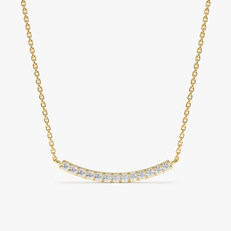 Natural Diamond Gold Bar Necklace