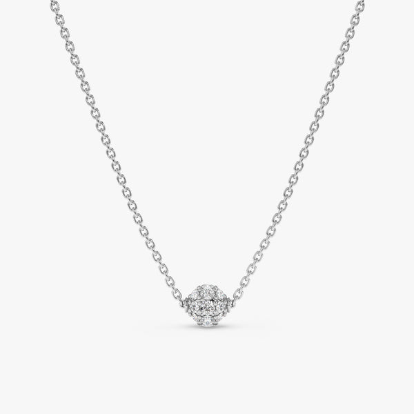 White Gold Diamond Ball Necklace