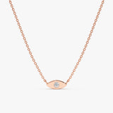 Rose Gold Diamond Solitaire Evil Eye Necklace