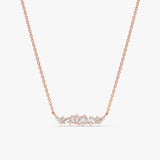 Rose Gold Dainty Diamond Cluster Necklace