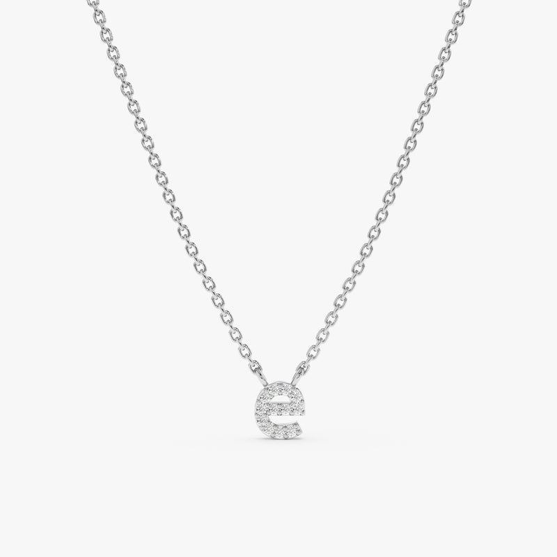 White Gold Natural Diamond Letter Necklace