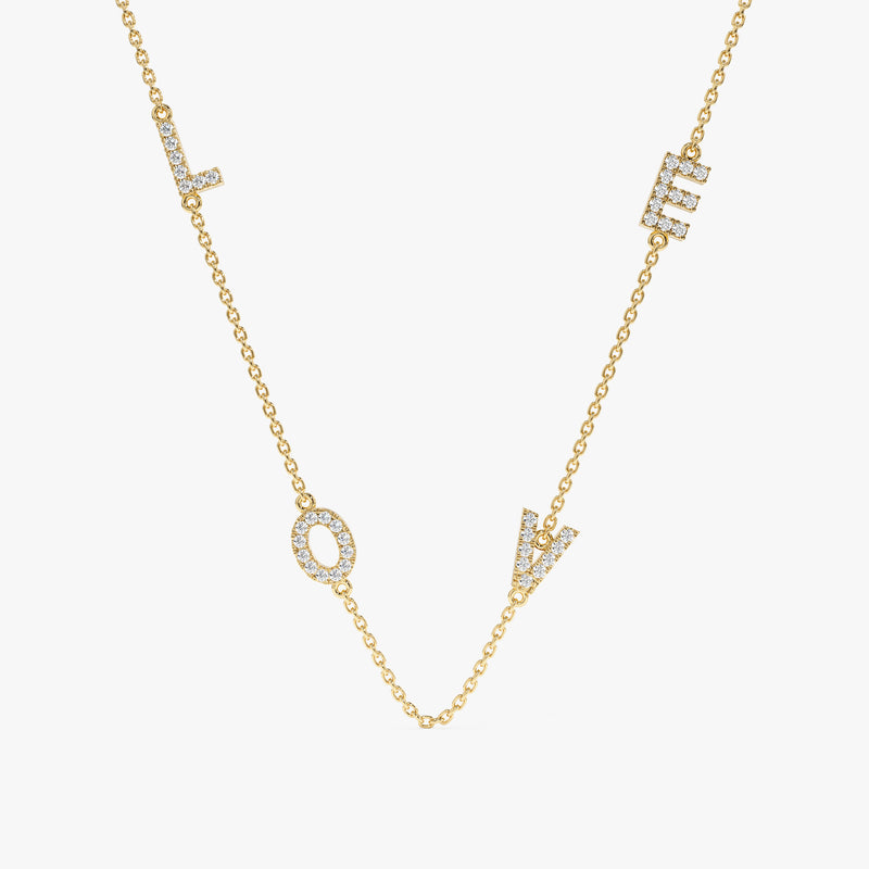 Yellow Gold Diamond Love Necklace