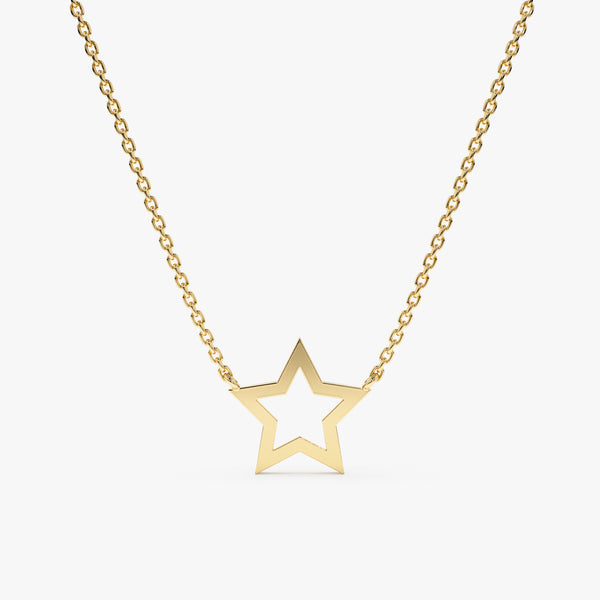 Yellow Gold Cut Out Star Necklace