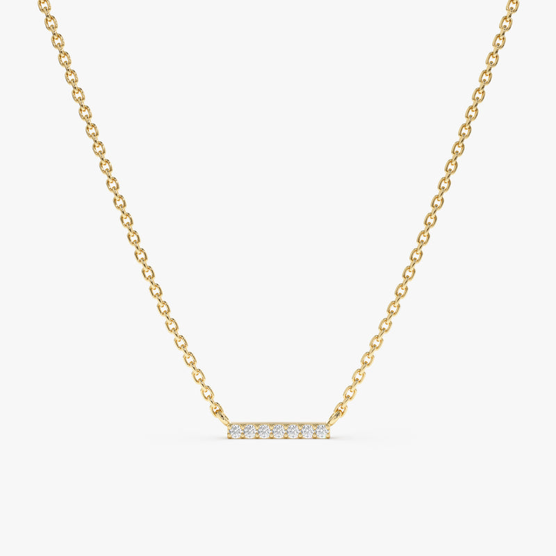 Yellow Gold Diamond Bar Necklace