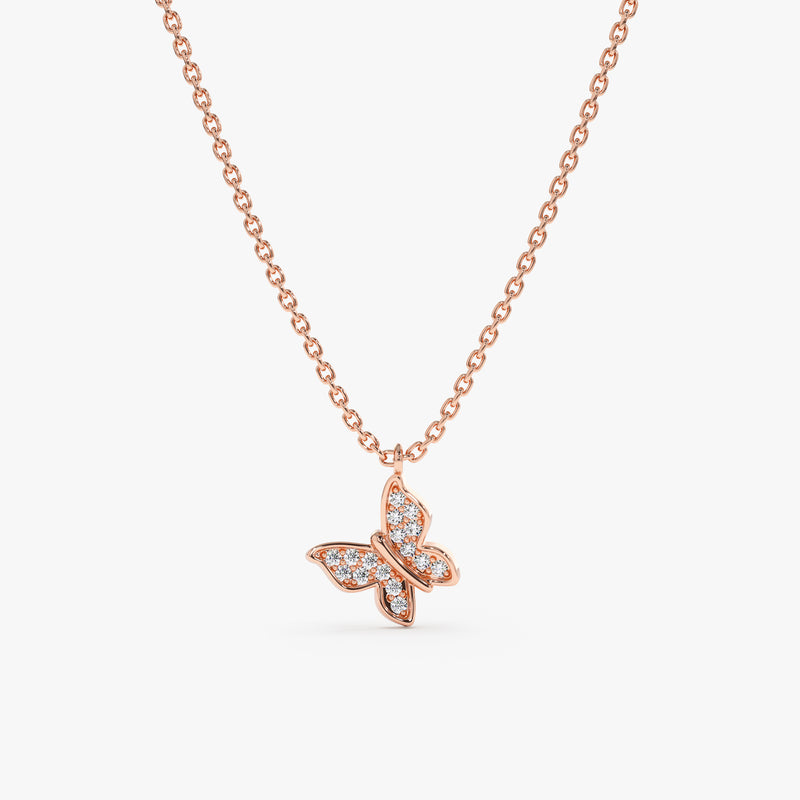 Rose Gold Diamond Butterfly Necklace